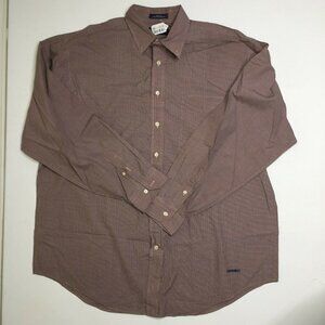 Daniel Cremieux Mens Button Up Long Sleeved Striped Shirt Orange Blue Size XL